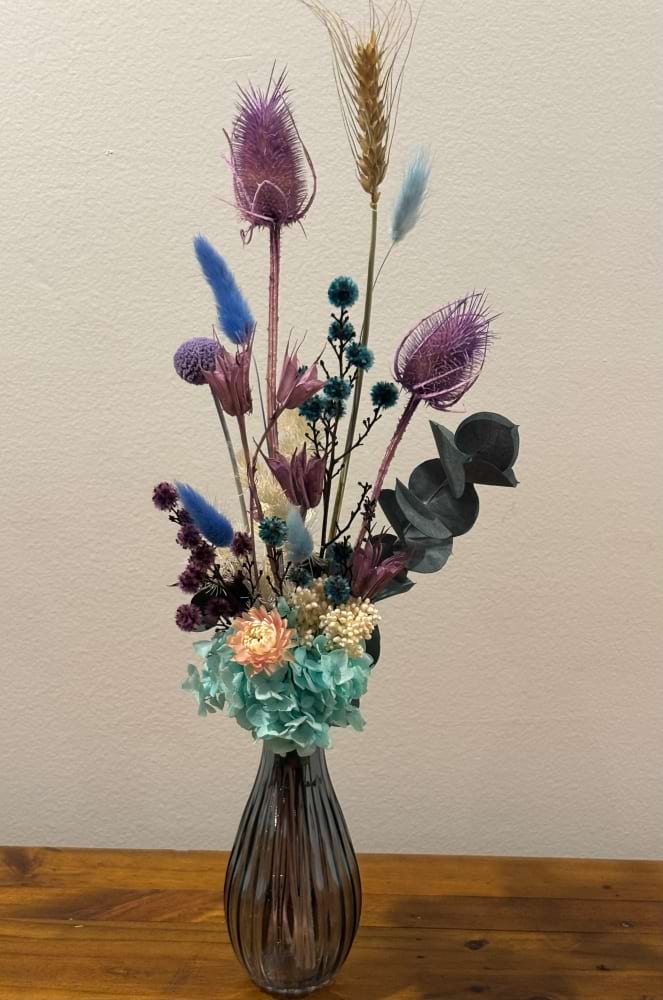 Hudson Blue Vase Of Blooms