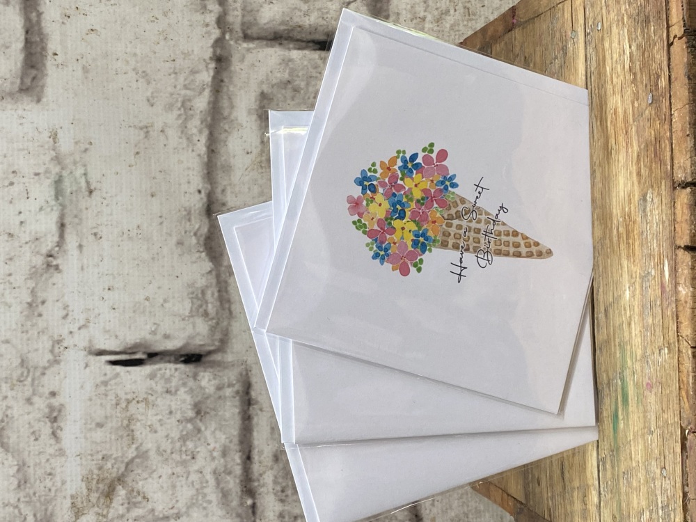 Happy Birthday Ice Cream Card Large