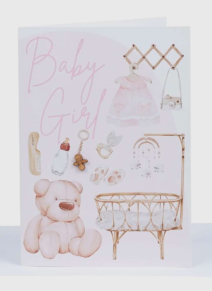 Baby Girl Card, Full Size Gretting Card by Lil’s Cards