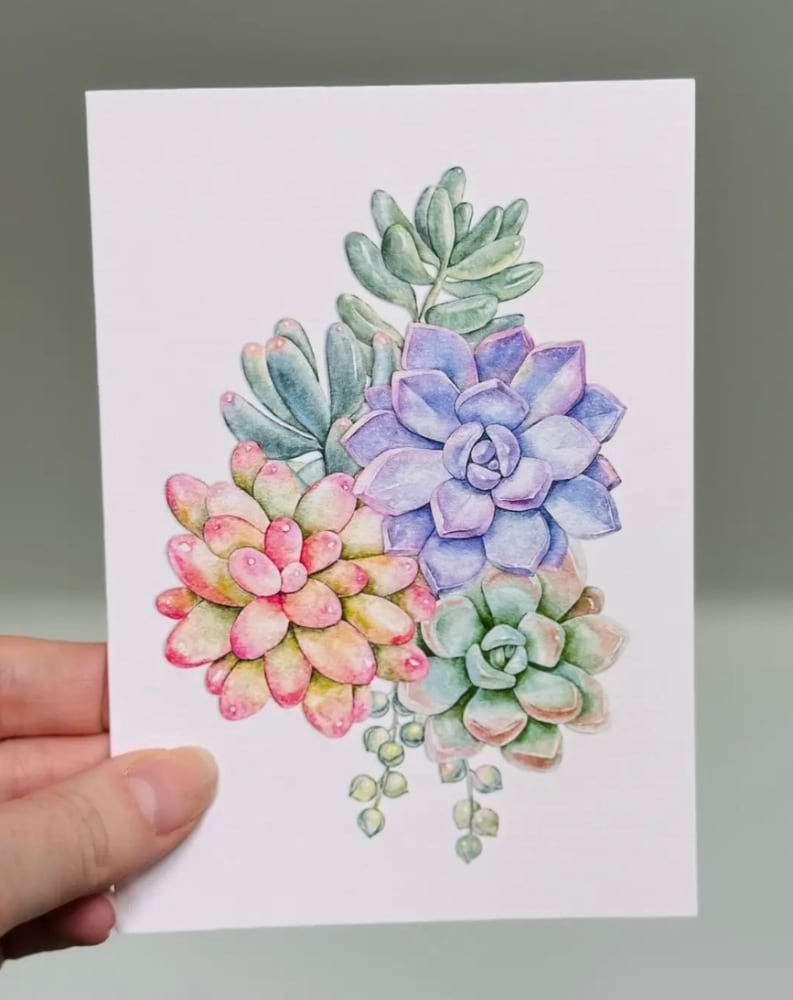 Pastel Succulent Mini Card
