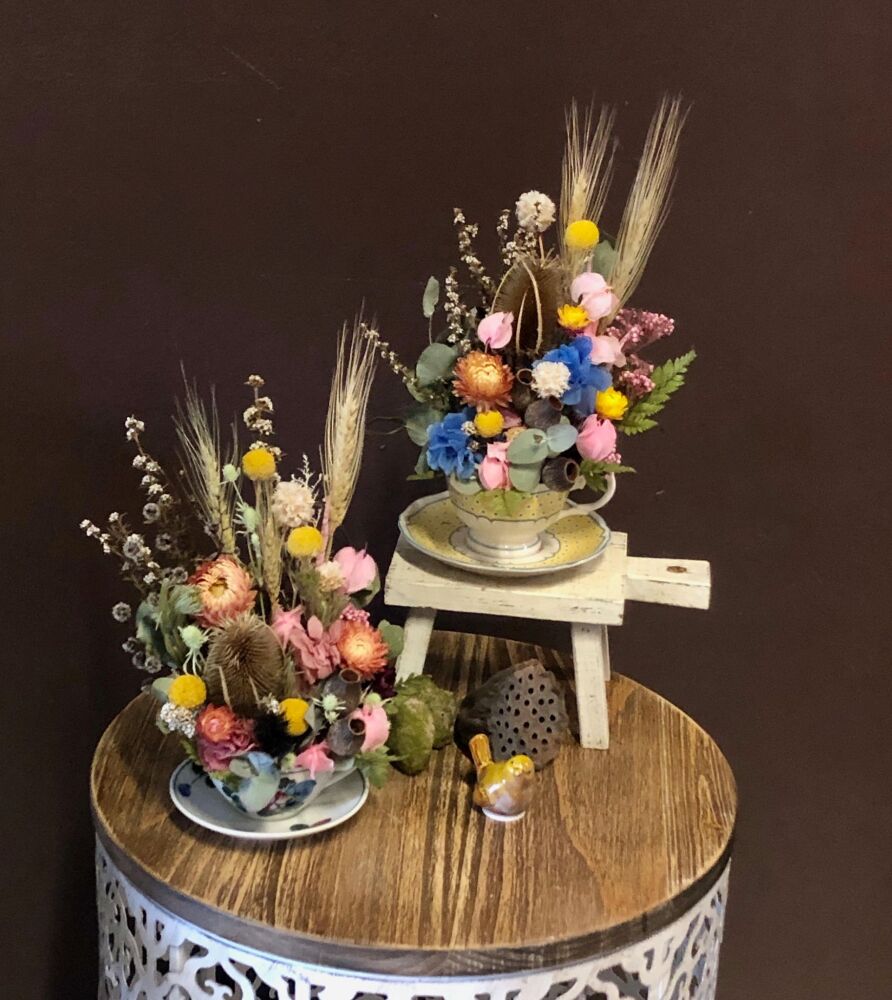 Teacup with Preserved Flowers
