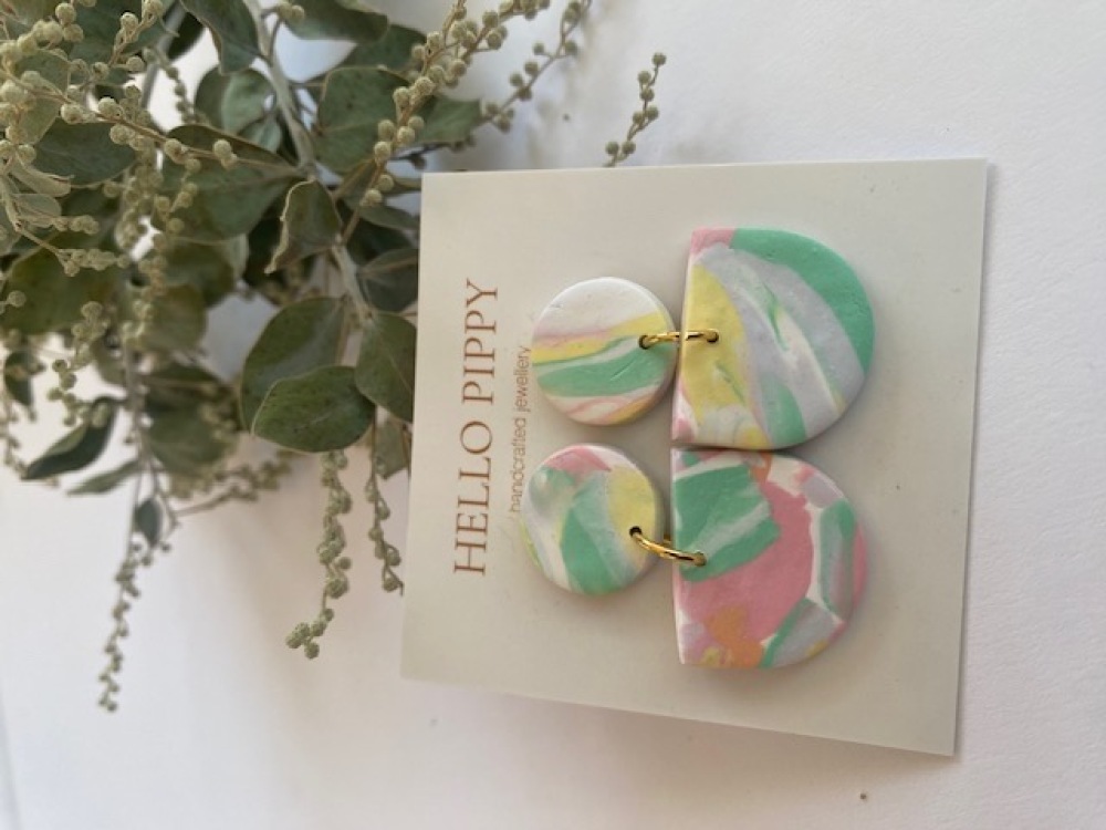 Abstract Pastel Handcrafted Earrings 