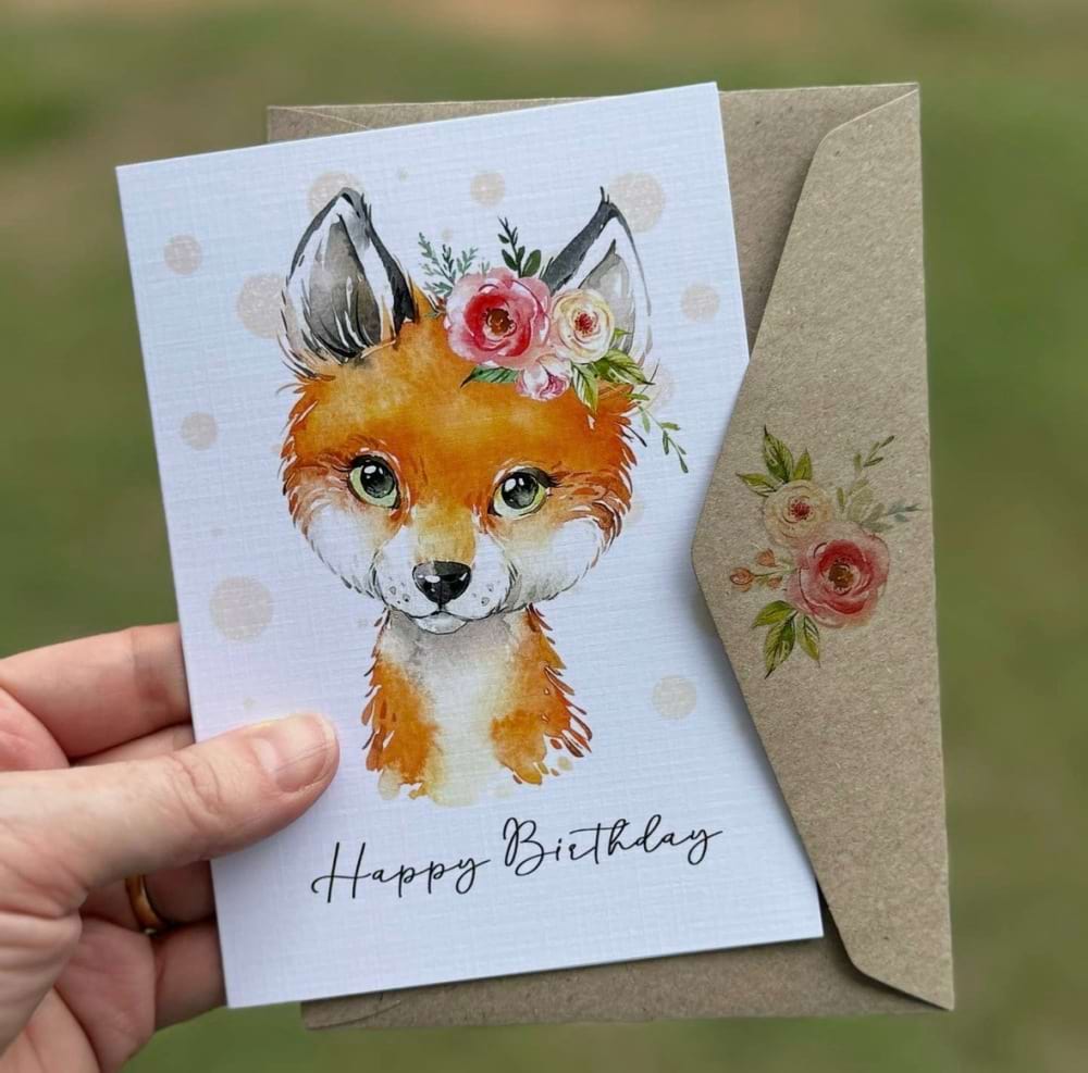 Forest Fox Birthday Card