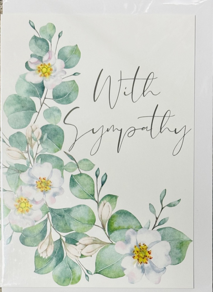 With Sympathy White Flowers Card