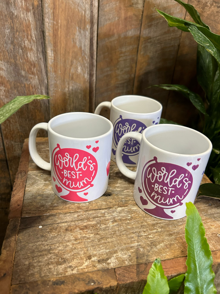 3 x World’s Best Mum Mug- in pink and purple