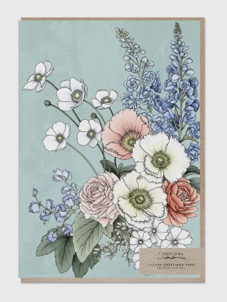 Florist Bouquet in Soft  Blue Card