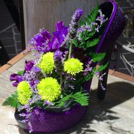 Fresh flower shoe arrangement