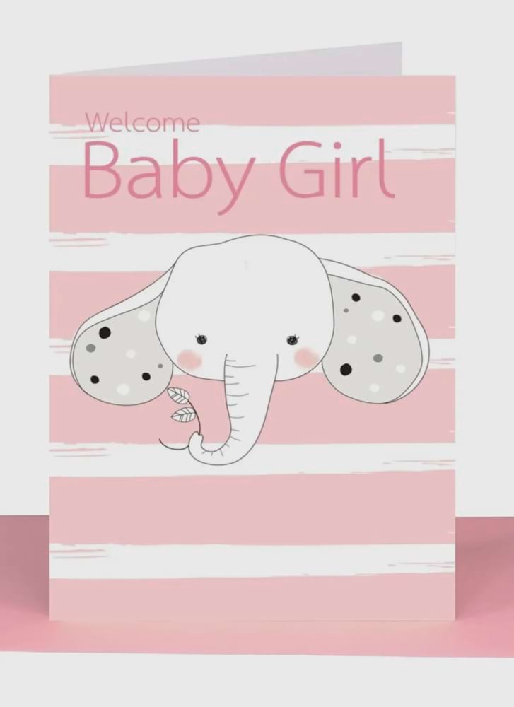 Baby Girl Elephant Card