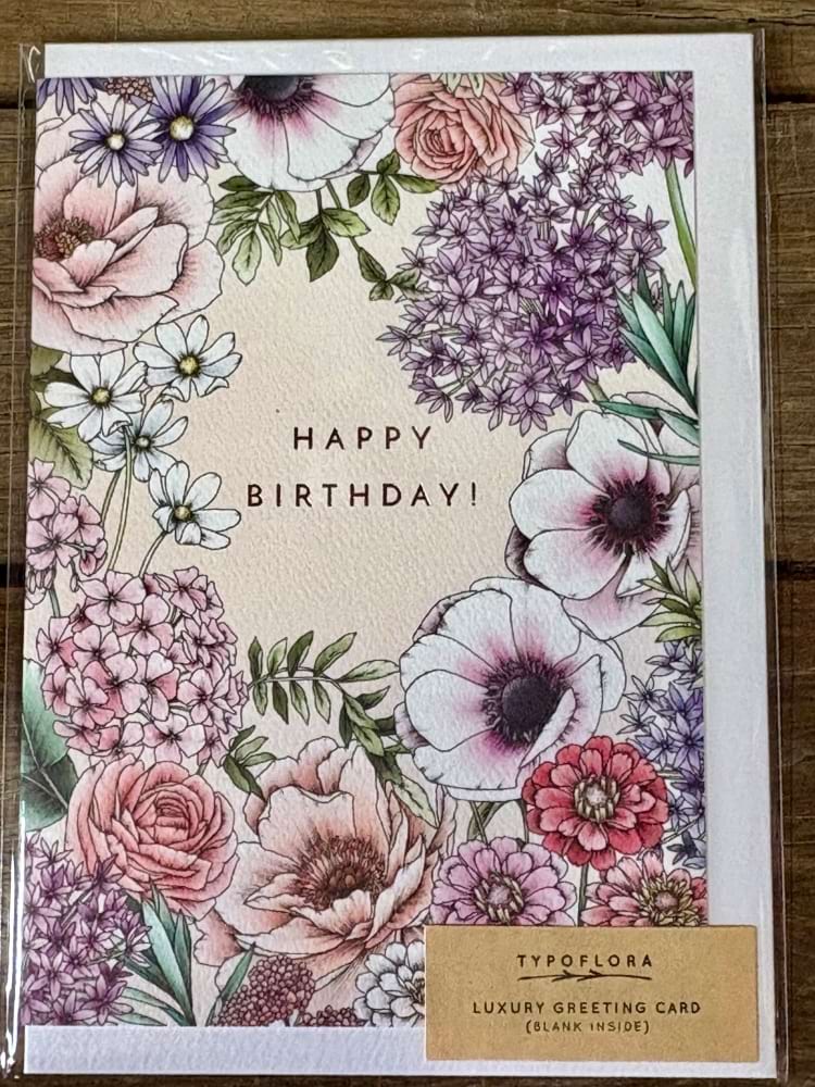 Happy Birthday Card - Pink Garden 