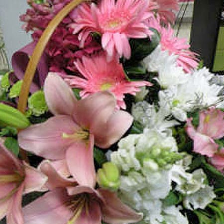 Soft Pink & White Gorgeous Blooms set in a ceramic base