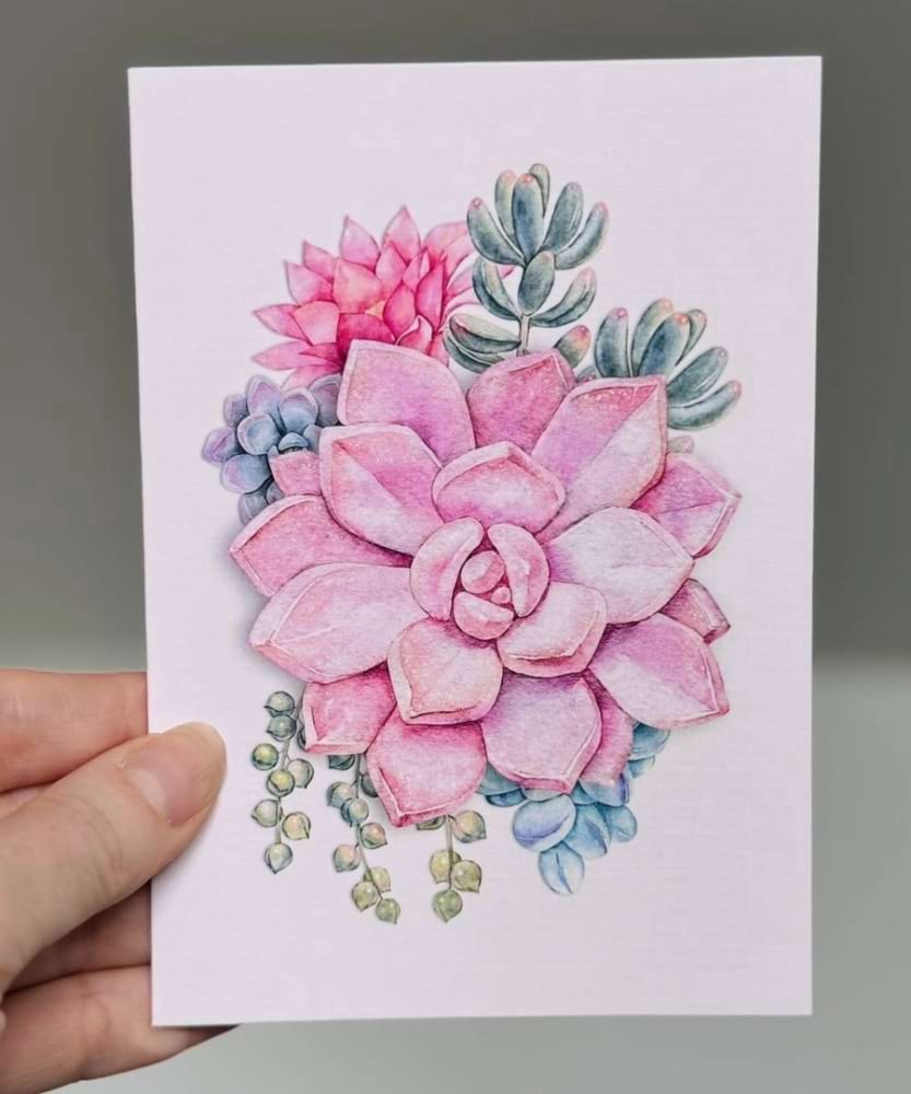 Pink Succulent Mini Card