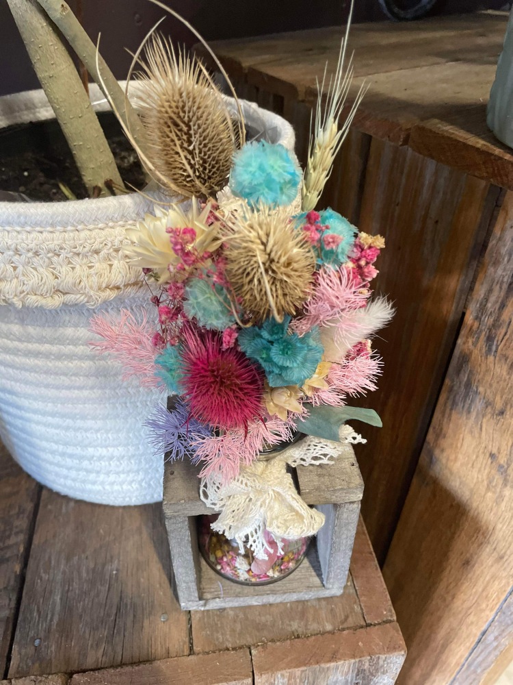 Small Vase with Bundle of Preserved Flowers