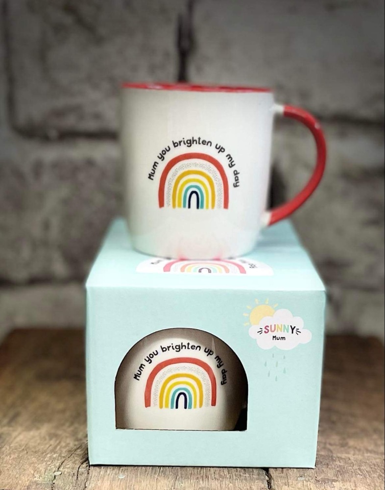 Ceramic Rainbow Mug with inspirational quote for mum