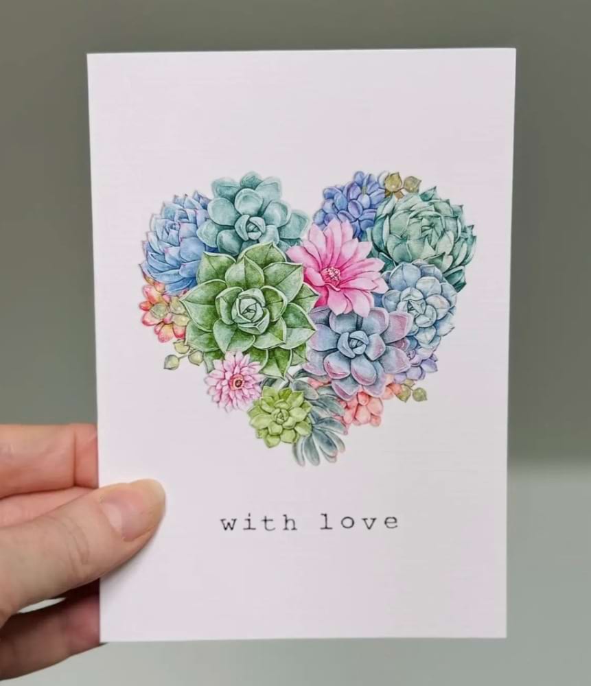 Succulent Heart Mini Card