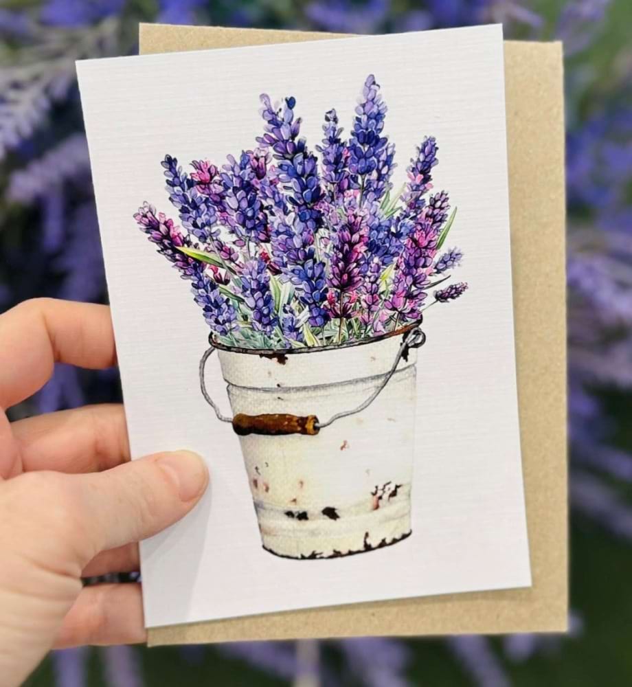 Vintage Lavender Bucket Card