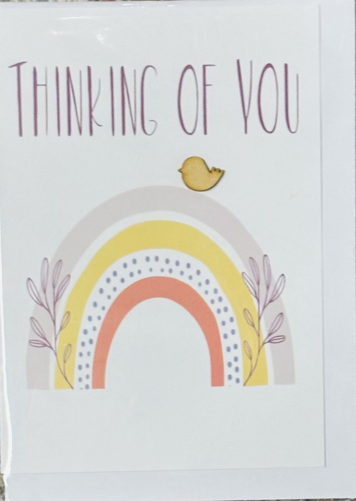 Thinking Of You Card With Wooden Bird