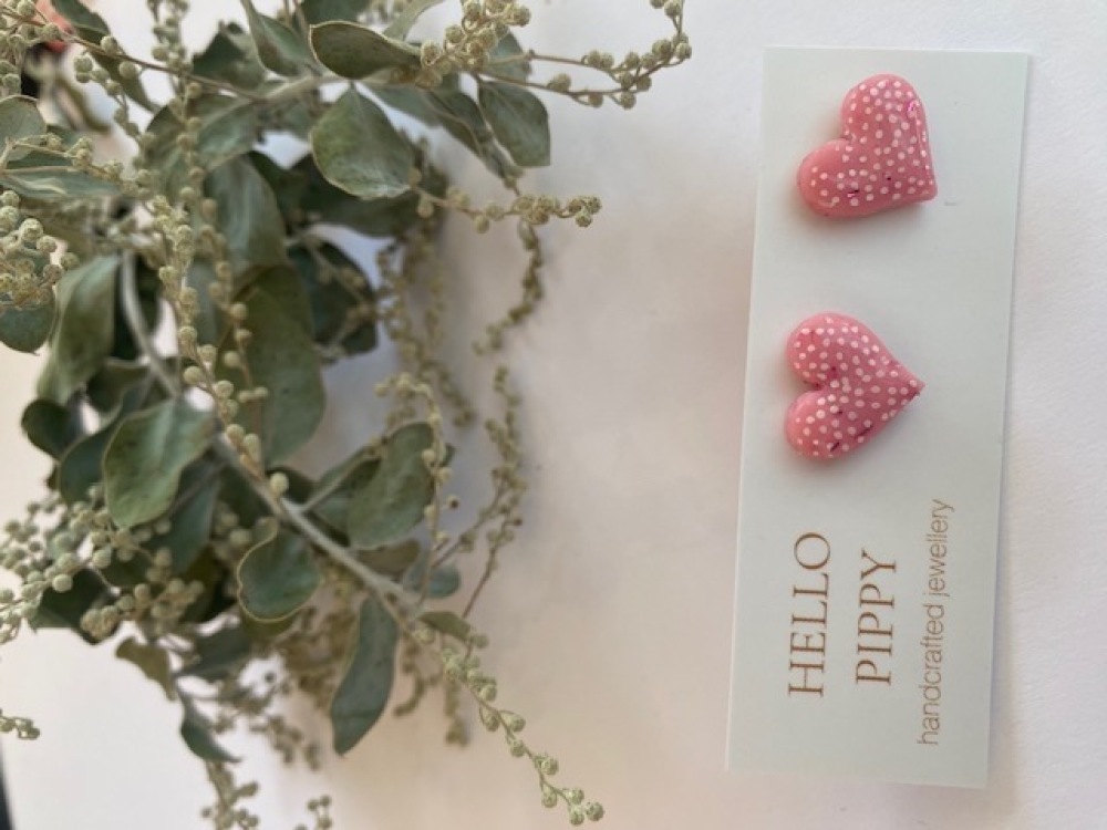 Handcrafted Speckled Heart Earrings 