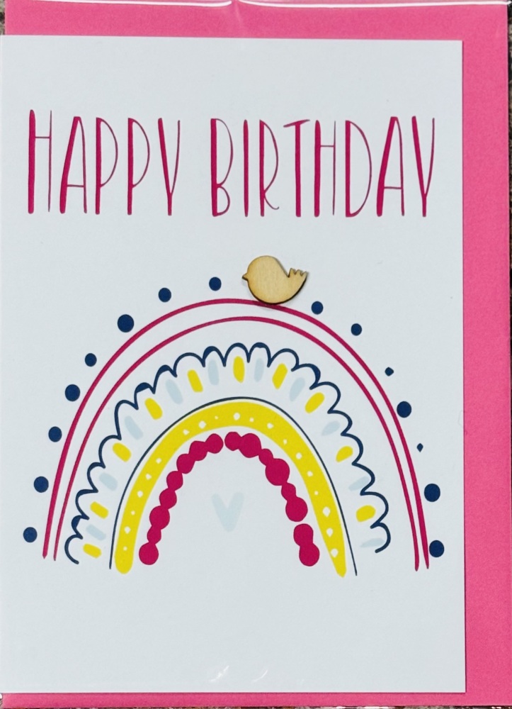 Happy Birthday Bright Pink Rainbow Card