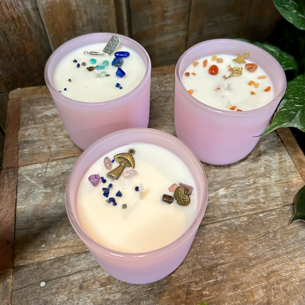 Strawberry & Cream Hello You Candle Medium with embellishment