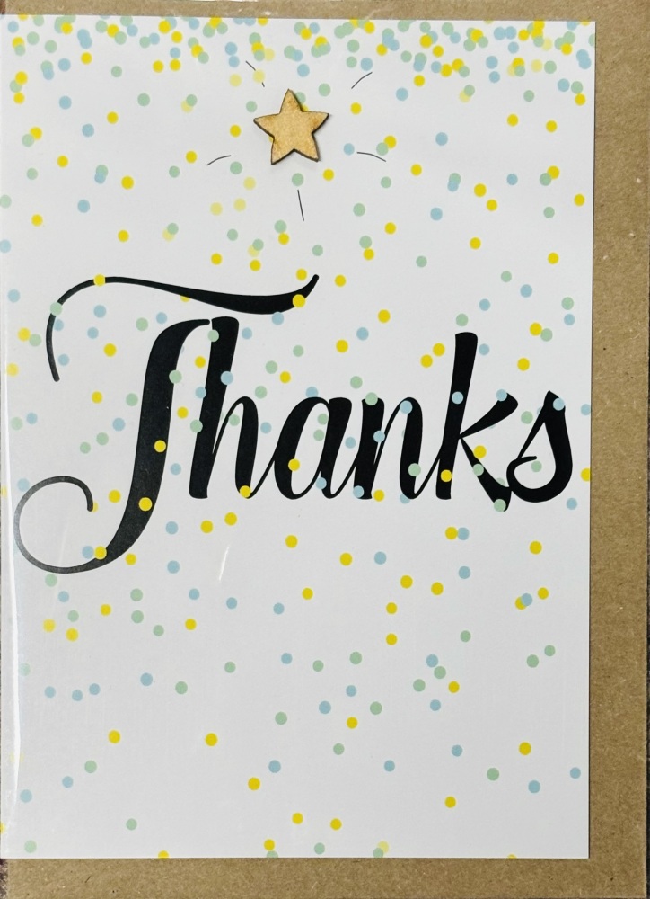 Thanks Dotty Card With Wooden Star