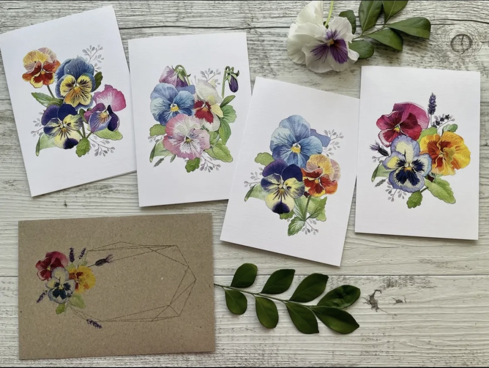 Pansies- 1 mini card 